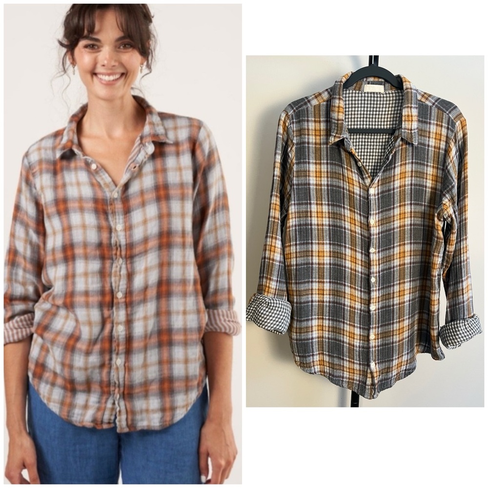 CP Shades Plaid Button-Down Shirt in Gray, Mustard & Rust